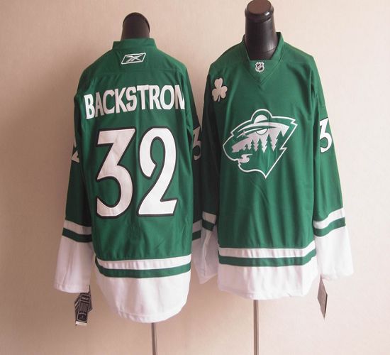 Wild St Patty's Day #32 Niklas Backstrom Green Stitched NHL Jersey