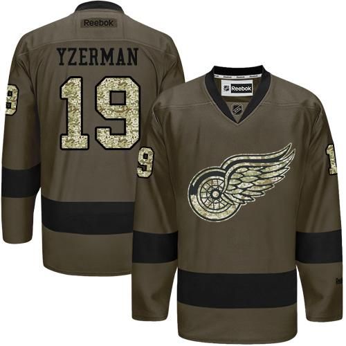 Red Wings #19 Steve Yzerman Green Salute to Service Stitched NHL Jersey