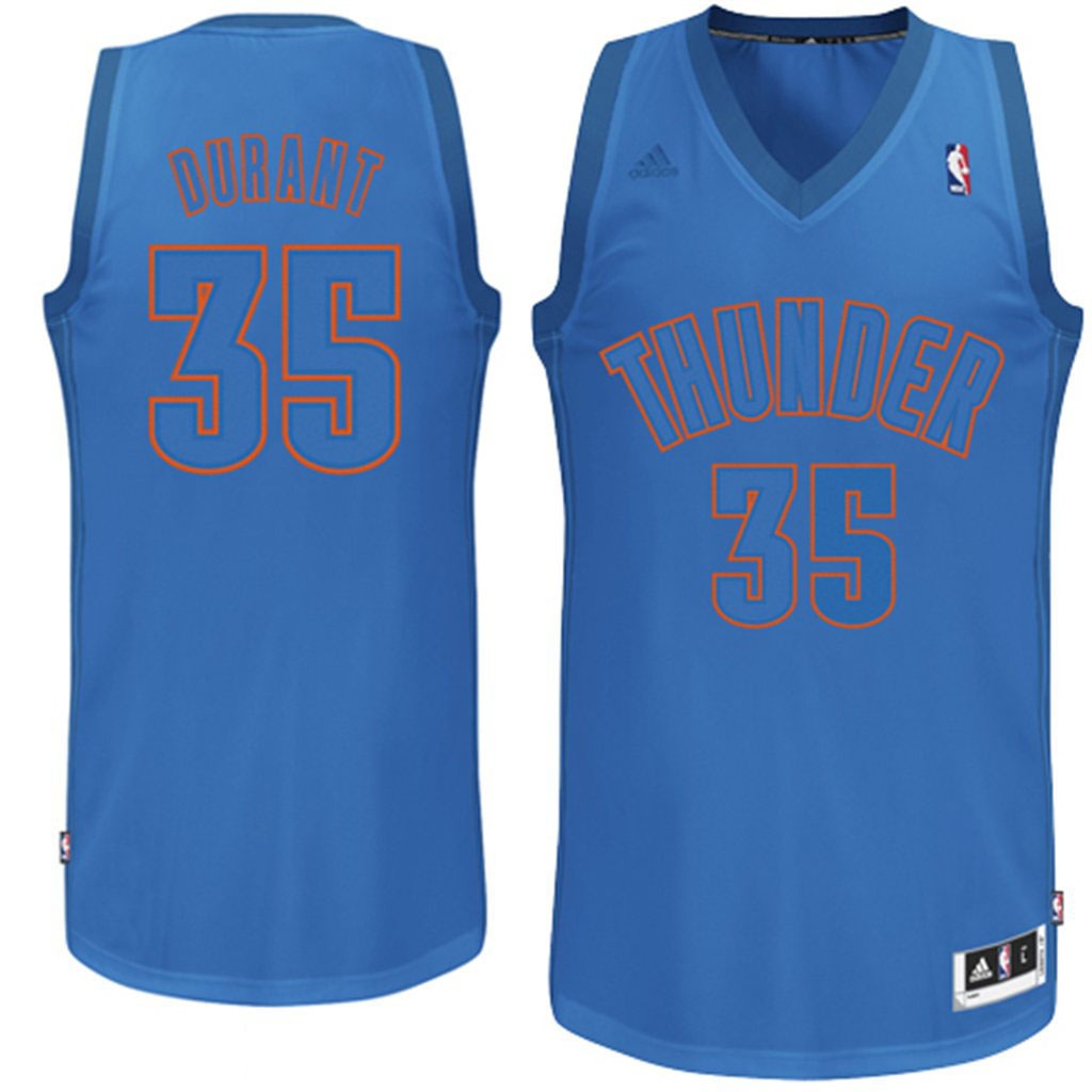 Oklahoma City Thunder #35 Kevin Durant 2012 Christmas Day Winter Court Swingman Light Blue Jersey