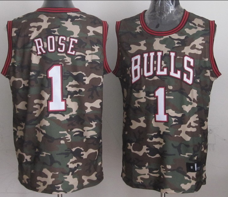 2013 NBA Chicago Bulls 1 Derrick Rose Swingman Fashion Camouflage Camo Jersey