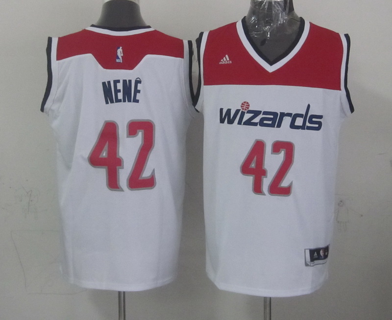 2014   2015  NBA Washington Wizards 42 Nene Hilario New Revolution 30 Swingman Road White Jersey