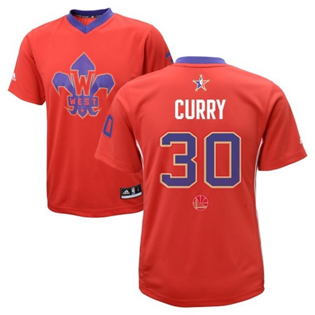 2014 NBA All Star West 30 Stephen Curry Red Jersey