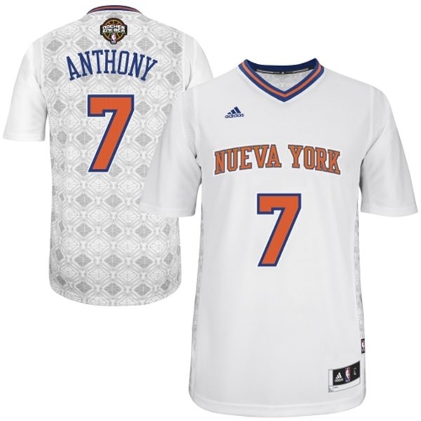 2014 Noches Enebea New York Knicks 7 Carmelo Anthony White Swingman Jersey