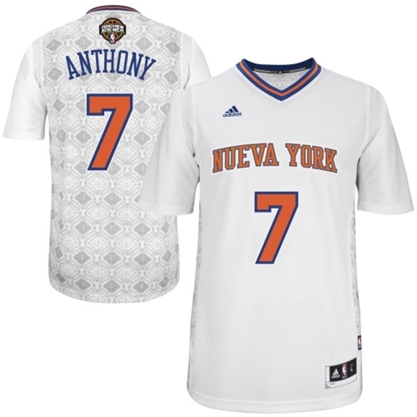2014 Noches Enebea New York Knicks 7 Carmelo Anthony White Swingman Jersey