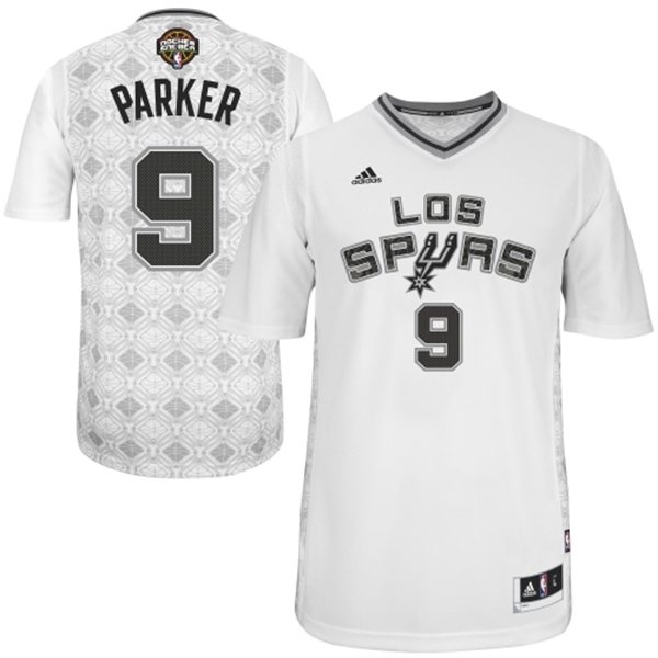 San Antonio Spurs #9 Tony Parker 2014 Noches Enebea Swingman White Jersey