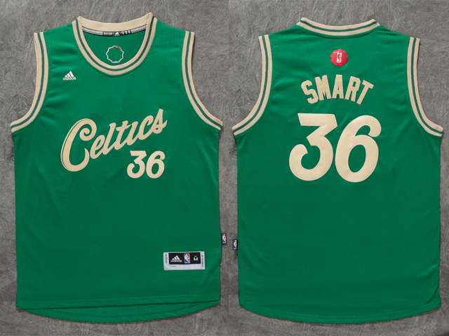 2015   2016 NBA Christmas Day jersey Boston Celtics 36 Marcus Smart New Revolution 30 Swingman Green Jersey