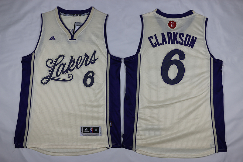 2015   2016 NBA Christmas Day jersey Los Angeles Lakers 6 Jordan Clarkson New Revolution 30 Swingman White Jersey