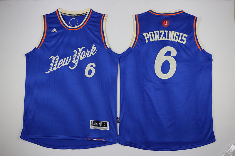 2015   2016 NBA Christmas Day jersey New York Knicks 6 Kristaps Porzingis New Revolution 30 Swingman Blue Jersey