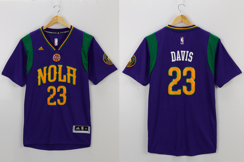 2015 2016  NBA New Orleans Pelicans 23 Anthony Davis New Revolution 30 Swingman Purple Jersey with Sleeve