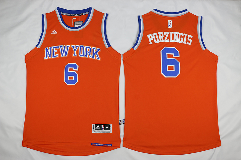 2015 2016  NBA New York Knicks 6 Kristaps Porzingis New Revolution 30 Swingman Orange Jersey