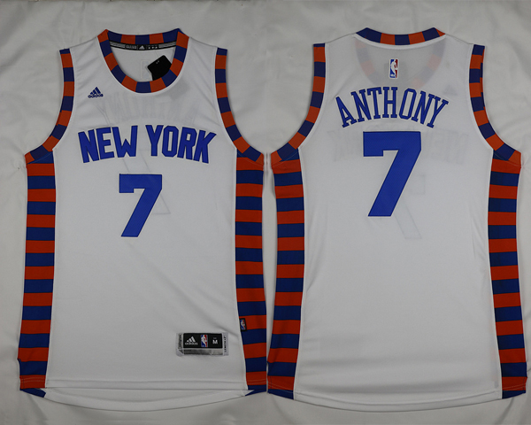 2015 2016  NBA New York Knicks 7 Carmelo Anthony New Revolution 30 Swingman White Jersey