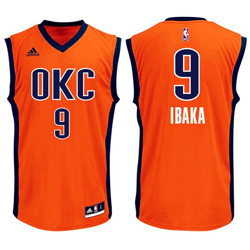 2015 2016  NBA Oklahoma City Thunder 9 Serge Ibaka New Revolution 30 Swingman Orange Jersey