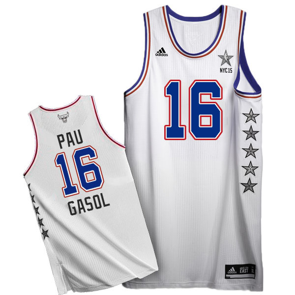 2015 NBA All Star NYC Eastern Conference 16 Pau Gasol White Jersey