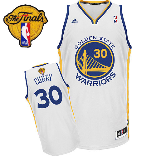 2015 NBA Finals Patch  NBA Golden State Warriors 30 Stephen Curry New Revolution 30 Swingman White Jersey