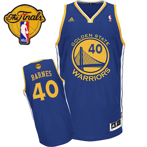 2015 NBA Finals Patch  NBA Golden State Warriors 40 Harrison Barnes New Revolution 30 Swingman Blue Jersey