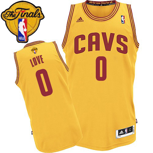 2015 NBA Finals Patch Cleveland Cavaliers 0 Kevin Love New Revolution 30 Swingman Yellow Jersey