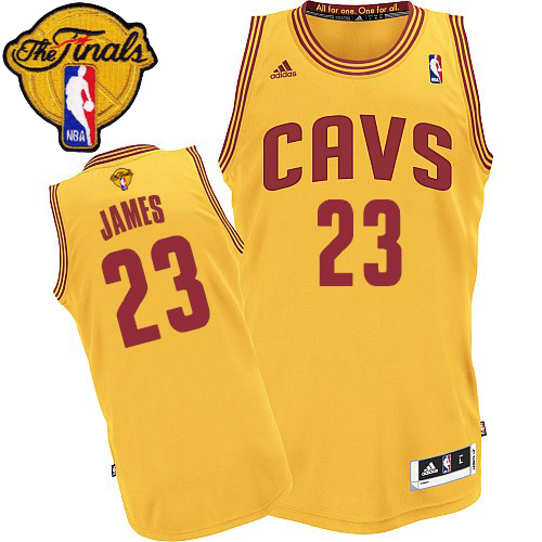 2015 NBA Finals Patch Cleveland Cavaliers 23 Lebron James jersey New Revolution 30 Swingman Yellow Jersey