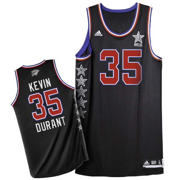 2015 NBA NYC All Star Western Conference 35 Kevin Durant Black Jersey