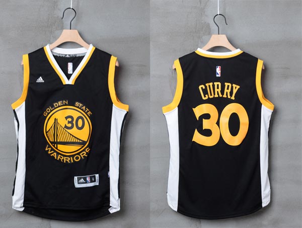 2016   2017  NBA Golden State Warriors 30 Stephen Curry New Revolution 30 Swingman Road black white Jersey