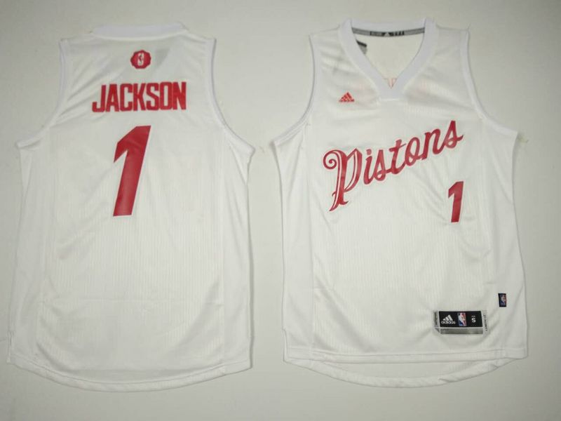 2016 NBA Christmas Day jersey Detroit Pistons 1 Reggie Jackson New Revolution 30 Swingman White Jersey
