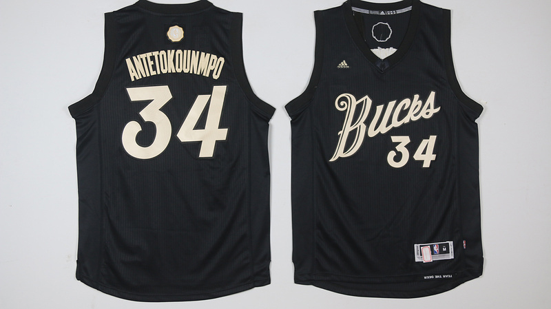 2016 NBA Christmas Day jersey Milwaukee Bucks 34 Giannis Antetokounmpo New Revolution 30 Swingman Black Jersey