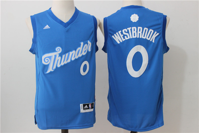 2016 NBA Christmas Day jersey Oklahoma City Thunder 0 Russell Westbrook New Revolution 30 Swingman Blue Jersey