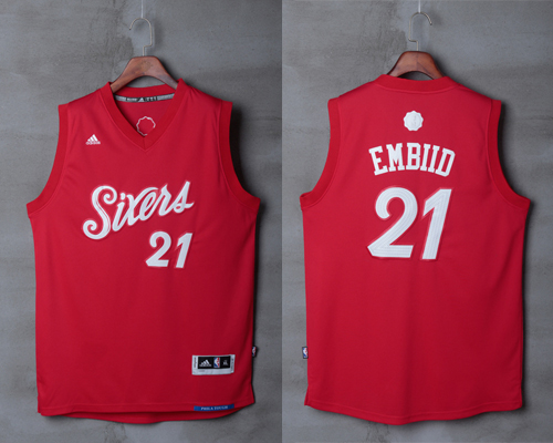 2016 NBA Christmas Day jersey Philadelphia 76ers 21 Joel Embiid New Revolution 30 Swingman Red Jersey
