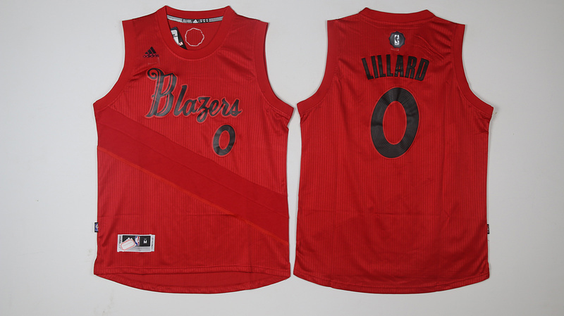 2016 NBA Christmas Day jersey Portland Trail Blazers 0 Damian Lillard New Revolution 30 Swingman Red Jersey