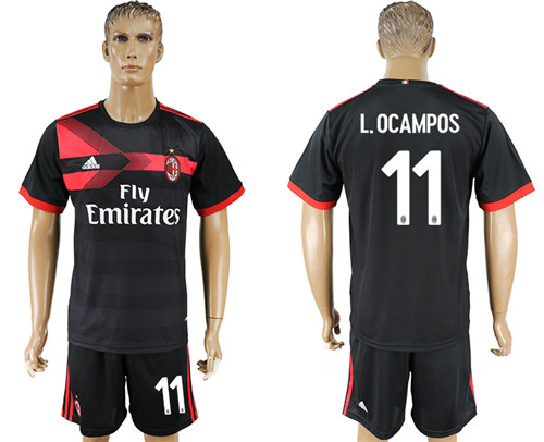 2017 18 AC Milan 11 L. OCAMPOS Third Away Soccer Jersey