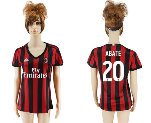 2017 18 AC Milan 20 ABATE Home Women Soccer Jersey