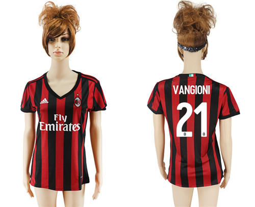 2017 18 AC Milan 21 VANGIONI Home Women Soccer Jersey