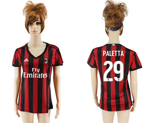 2017 18 AC Milan 29 PALETTA Home Women Soccer Jersey