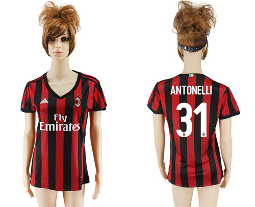 2017 18 AC Milan 31 ANTONELLI Home Women Soccer Jersey