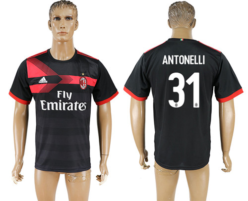 2017 18 AC Milan 31 ANTONELLI Third Away Thailand Soccer Jersey