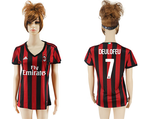 2017 18 AC Milan 7 DEULOFEU Home Women Soccer Jersey