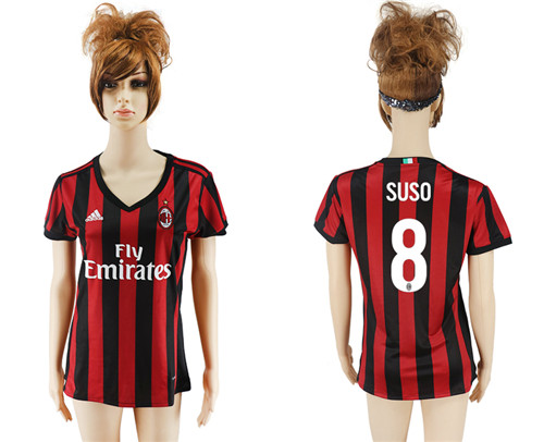 2017 18 AC Milan 8 SUSO Home Women Soccer Jersey