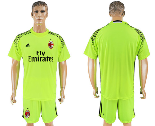 2017 18 AC Milan Fluorescent Green Goalkeeper Soccer Jersey