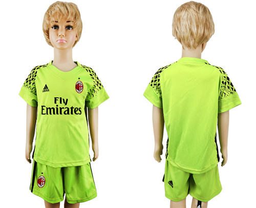 2017 18 AC Milan Fluorescent Green Youth Goalkeeper Soccer Jersey