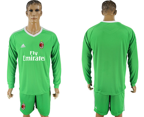 2017 18 AC Milan Green Goalkeeper Long Sleeve Soccer Jersey
