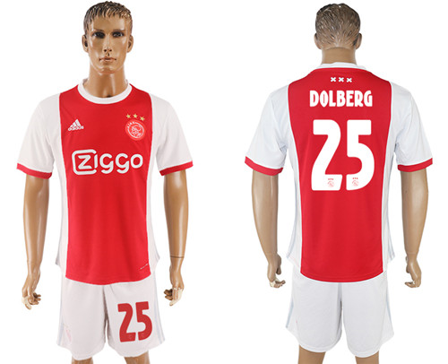 2017 18 AFC Ajax 25 DOLBERG Home Soccer Jersey