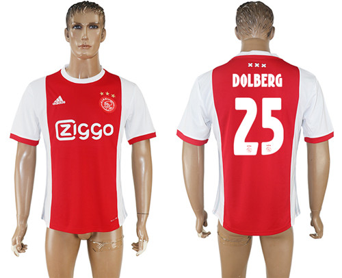 2017 18 AFC Ajax 25 DOLBERG Home Thailand Soccer Jersey