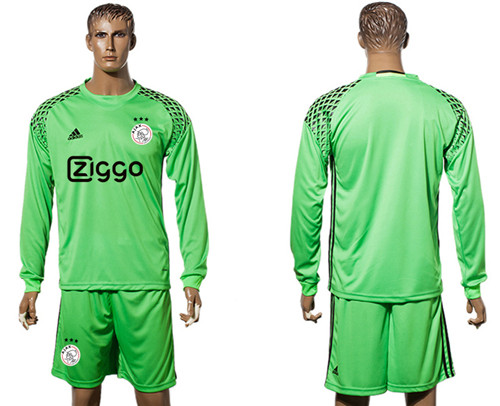 2017 18 Ajax Green Long Sleeve Goalkeeper Soccer Jersey