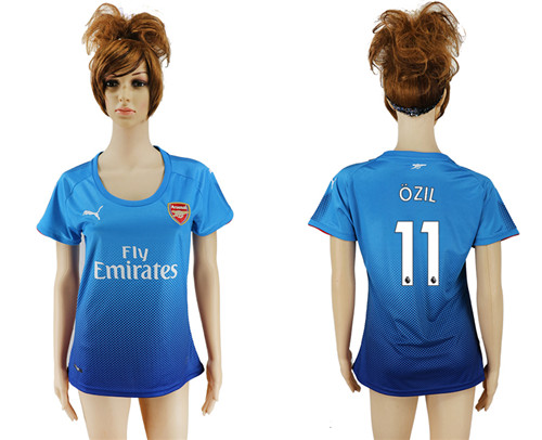 2017 18 Arsenal 11 OZIL Away Women Soccer Jersey