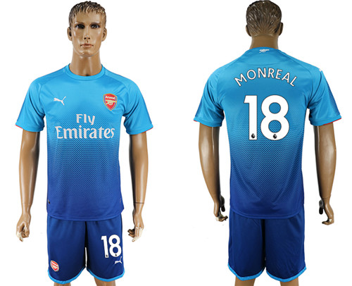 2017 18 Arsenal 18 MONREAL Away Soccer Jersey