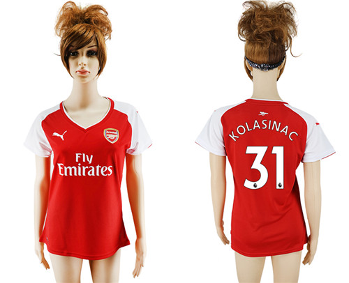 2017 18 Arsenal 31 KOLASINAC Home Women Soccer Jersey