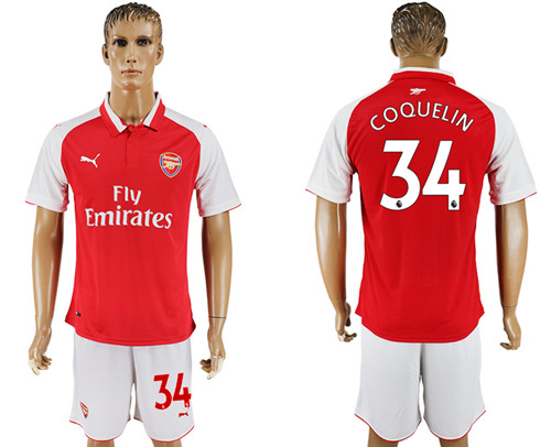 2017 18 Arsenal 34 COQUELIN Home Soccer Jersey