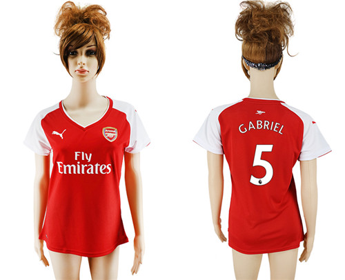 2017 18 Arsenal 5 GABRIEL Home Women Soccer Jersey