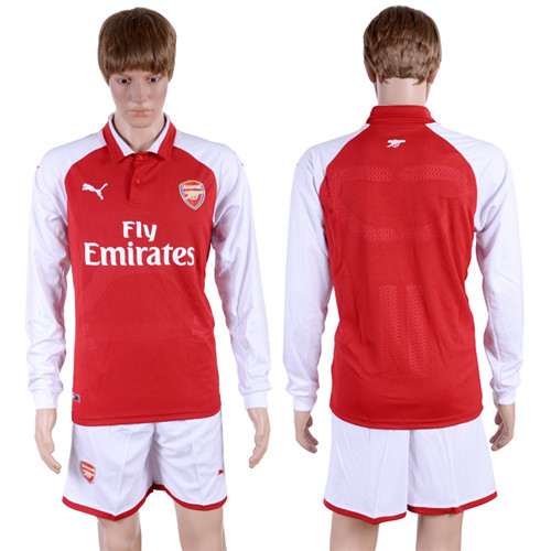 2017 18 Arsenal Home Long Sleeve Soccer Jersey