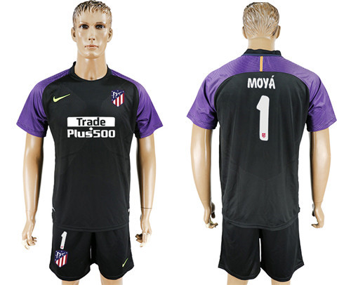 2017 18 Atletico Madrid 1 MOYA Black Goalkeeper Soccer Jersey