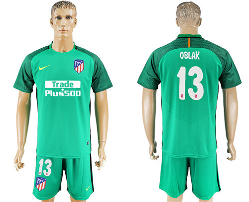 2017 18 Atletico Madrid 13 OBLAK Green Goalkeeper Soccer Jersey